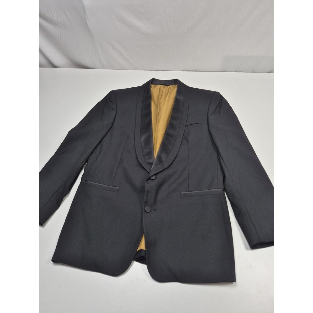 After Six Suit Jacket Mens 40R Black Wool Loro Piana Super 80s Tuxedo Formal